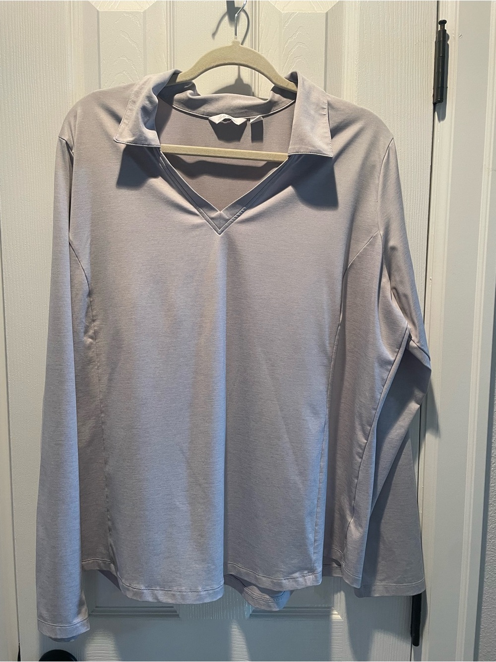Lady Hagen Light Gray V-Neck Top